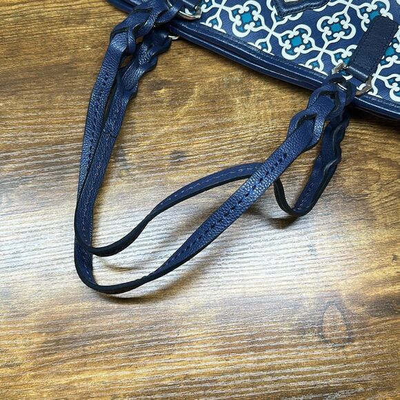 Brighton Renata Blue Medallion Tote Shoulder Bag Handbag Purse Coated Canvas - Picture 11 of 12